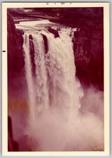 Vtg Color Snapshot Powerful Rushing Waterfall Mist Scenic Nature View 1971