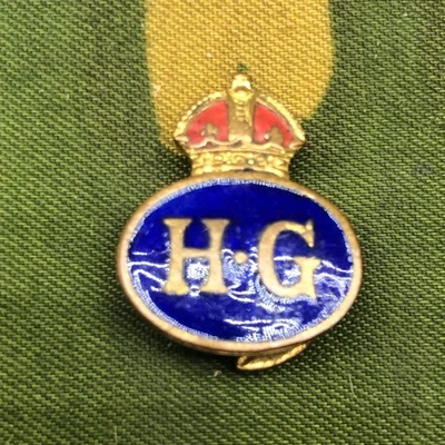 Home Guard HG Lapel Pin - Original WW2 Enamel Button Hole Badge - Image 1 of 4