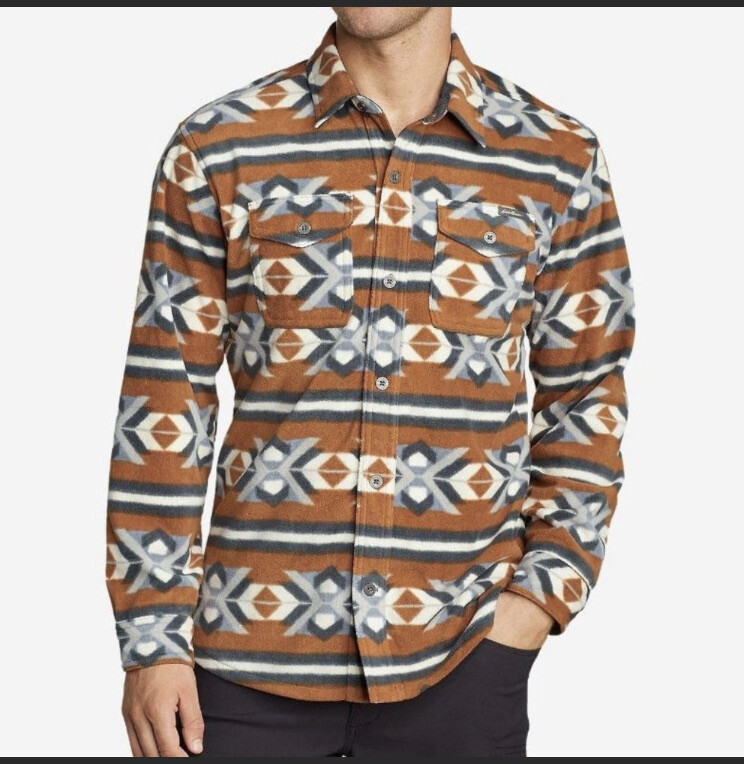 Medium Men's Eddie Bauer Microfleece Toffee Shirt Micro-fleece