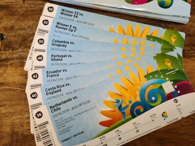 Set of 7 FIFA World Cup 2014 (Brazil) Tickets with Folder Guide