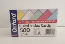 NOS 500 x Oxford Rainbow Ruled Index Cards 3x5