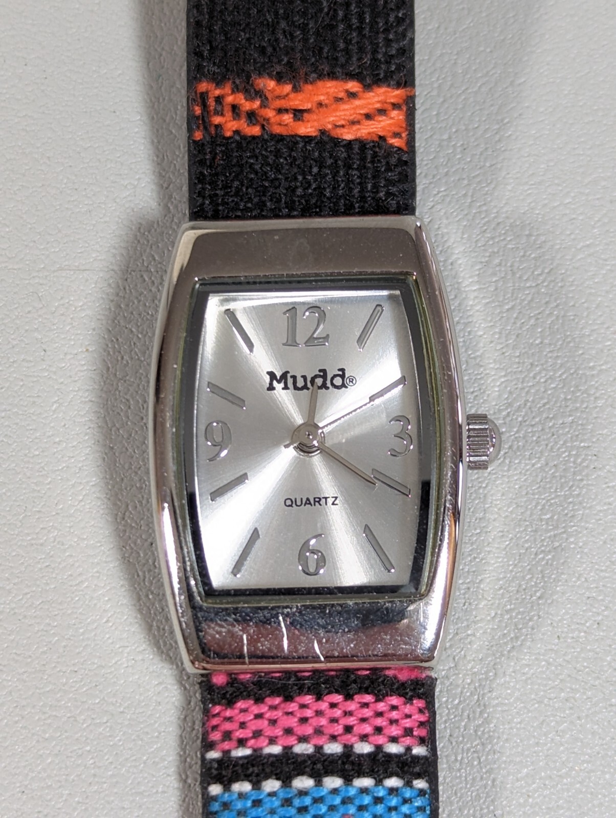Mudd Silver Tone Dial Rectangle Case Colorful Can… - image 1