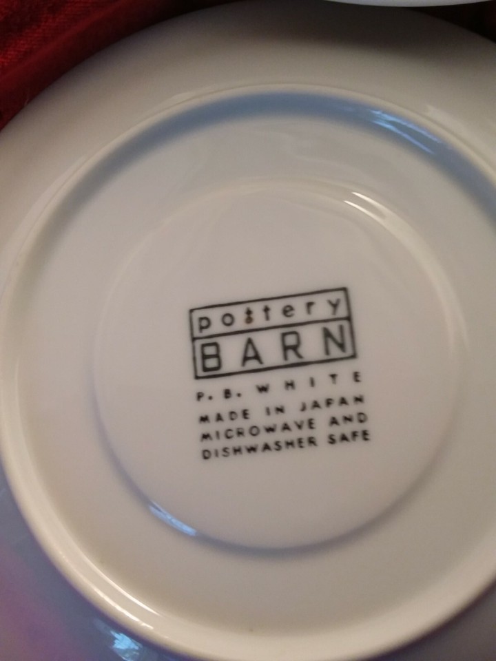 Pottery Barn PB WHITE Coffee Tea Cups & Saucers Set of 4 Cups 4 Saucers