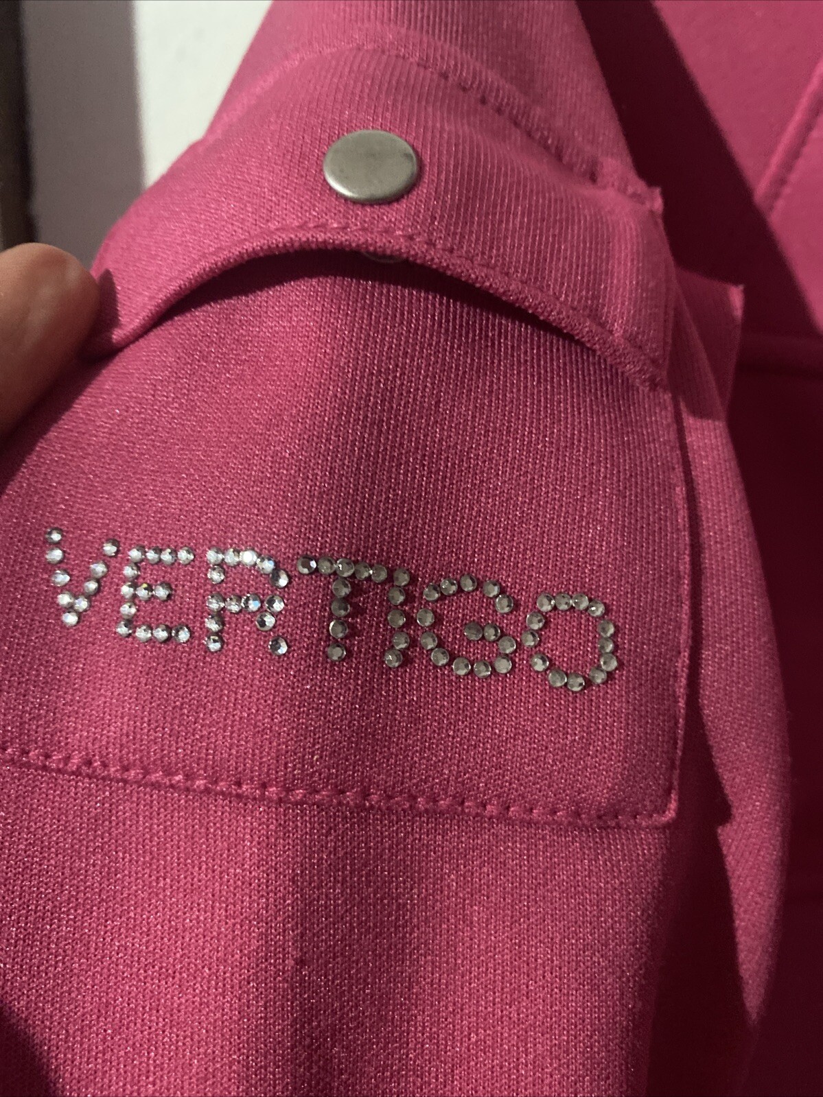 Vertigo Rhinestone Logo Jacket EUC Size Small Pink - image 5