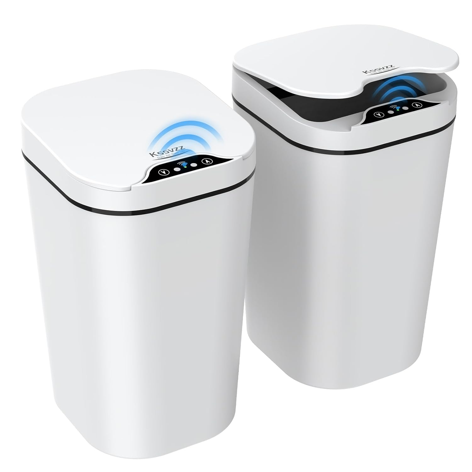 2 Pack Automatic Small Bathroom Trash Can with Lid - 2.5 Gallon Touchless Electr