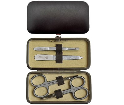 Richard Jäger Genuine Leather 4-piece Clothes Hanger Case Manicure Set Men INOX