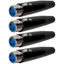 4 Pcs XLR 3 Pin Female Audio Cable Wire Connector Mic Microphone Adapter Nickel