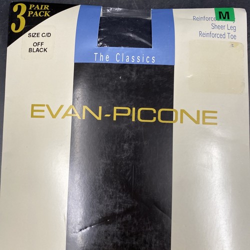 Pantimedias de pierna transparente vintage Evan Picone negras talla C/D reforzadas - Imagen 4 de 6