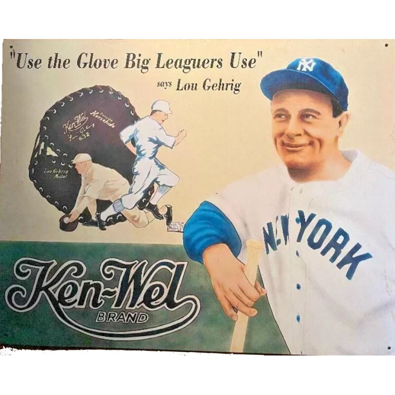 Plaque en métal Lou Gehrig 30x40 cm pour habiller un mur vide