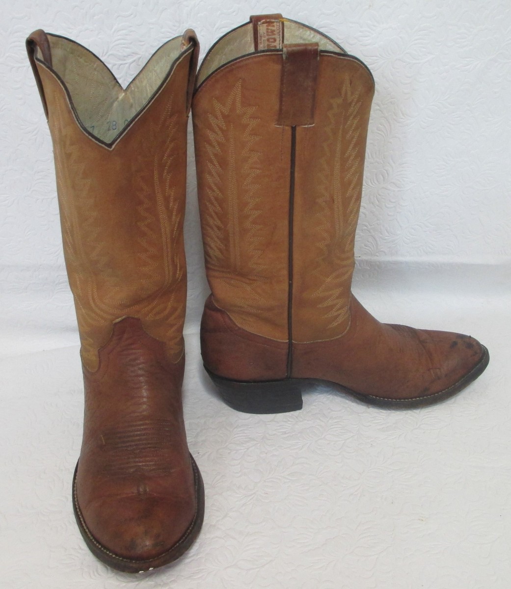 Cowtown Mens Size 9 D Brown Leather Bullhide Cowboy Western Boots COWTOWN Mens Size 9.5 B Narrow Width Black Brown Bull Hide  main image 3