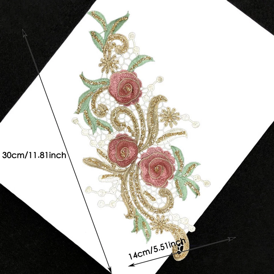 1Pair 3D Flower Embroidery Patches Sew on Applique for Dress Clothes Accessories - Image 3 of 4