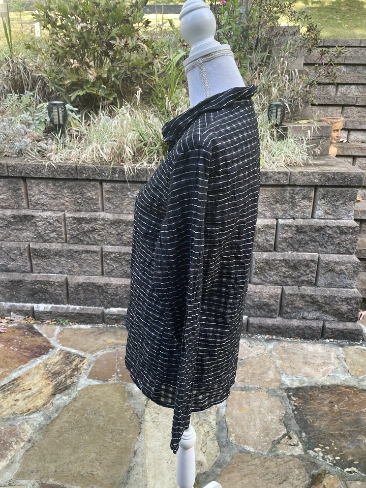 Cut Loose Textured Linen Blend Blouse Top Shirt Lagenlook Slouch Size Small S - Imagem 3 de 4