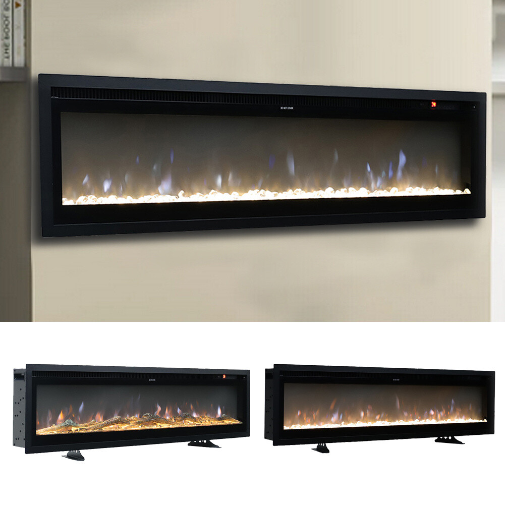 40-70u0026#034; Insert Mounted Electric Fire LED Fireplace with Wall Bracket  u0026amp; Free Stand | eBay