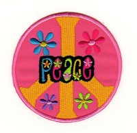 Ac90★Peace Zeichen Rosa AufnäHer Zum AufbüGeln BüGelbild Patch 7,2 X 7,2 Cm