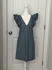J.Crew NWT Women’s 00 Chambray Eyelet Sleeveless Mini Shift Dress