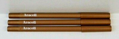 Lot 3 Araceli Beauty Ojos Perfectos Gel Pencil Eyeliner Gold / Dorado 1.2g each