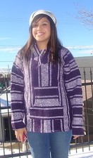 500 Baja Hoodie Original Mexican Drug Rug 100 Recycled Fibers Purple Jacket