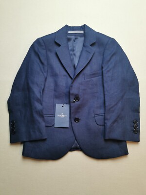 HACKETT Jungen Alter 3-4 100 % Leinen dunkelblau Blazer Jacke (neu mit Etikett) Einreiher