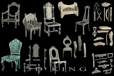 13 Pcs STL 3D Models FURNITURE CHAIRS for CNC Aspire Carving 4 Axle Router