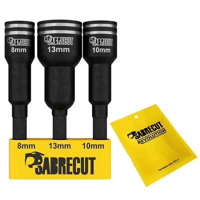 SabreCut Impact Rated Drill Driver Magnetic Nut Socket Bit Set 1/4'' Hex Drive