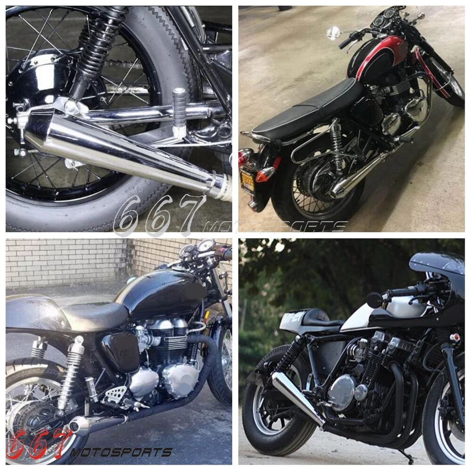 Chrome Exhaust Pipes Muffler For Harley Dyna Chopper Cafe Racer Honda Yamaha BMW — 第 4/4 张图片