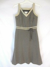 Ann Taylor Loft Empire Dress Brown Geometric Sz 4 Sleeveless Womens CB4T