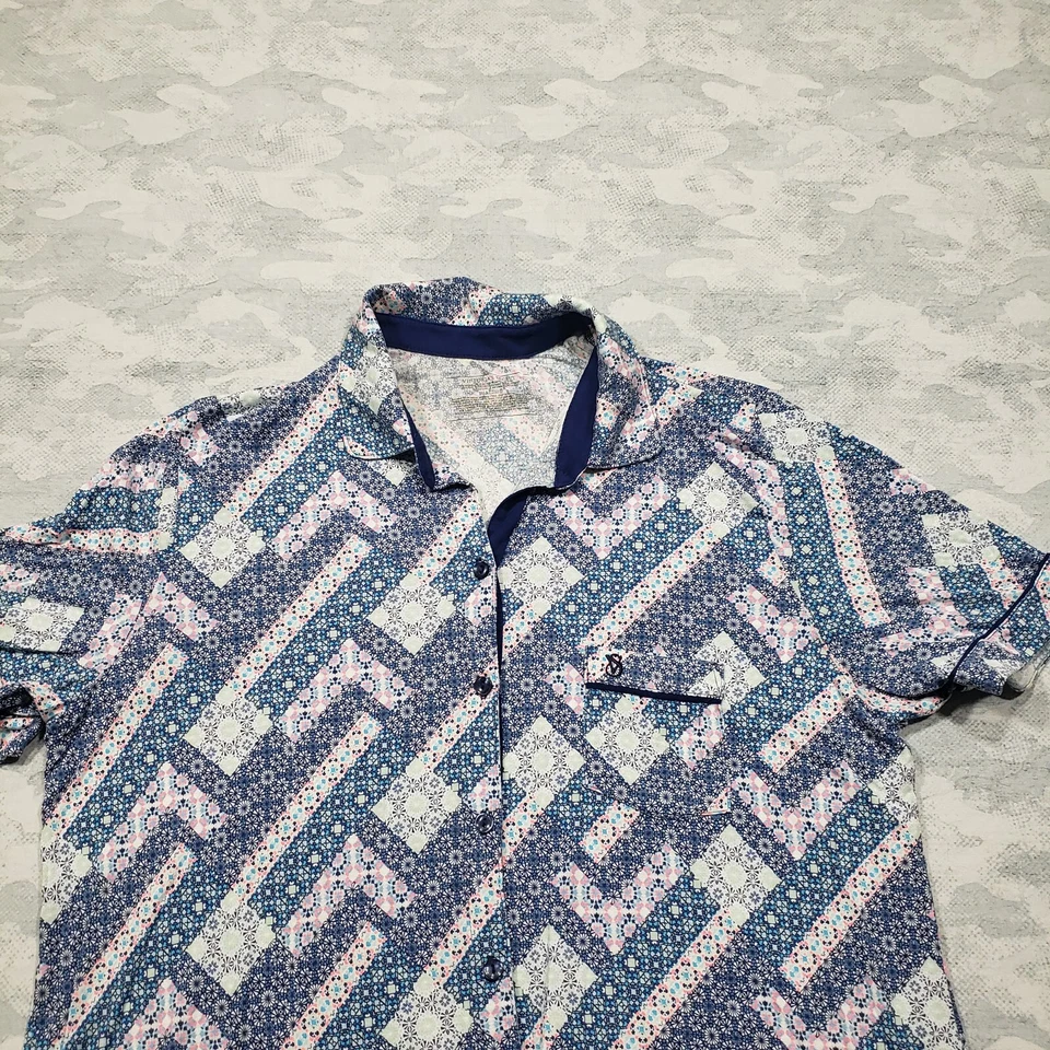 Victoria Secret пижамы верхний женщин большой синий коротким рукавом на пуговицах гостиной - Изображение 3 из 4