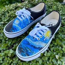 Vincent Van Gogh Starry Night on Vans Authentic Shoe Custom