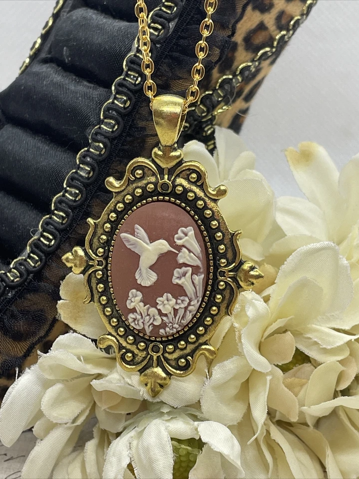 Aniversario Oro Camafeo Colibrí Pascua Día de la Madre Cumpleaños Boda Collar Foto 3 de 4