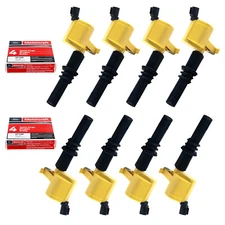 Set of 8 Yellow Ignition Coils DG511 Motorcraft Spark Plug SP515/SP546 for Ford