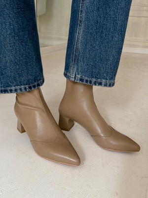 Korean Style Womens Pointed Toe Ankle Boots Mid Chunky Block Heel Back Zipper Sz