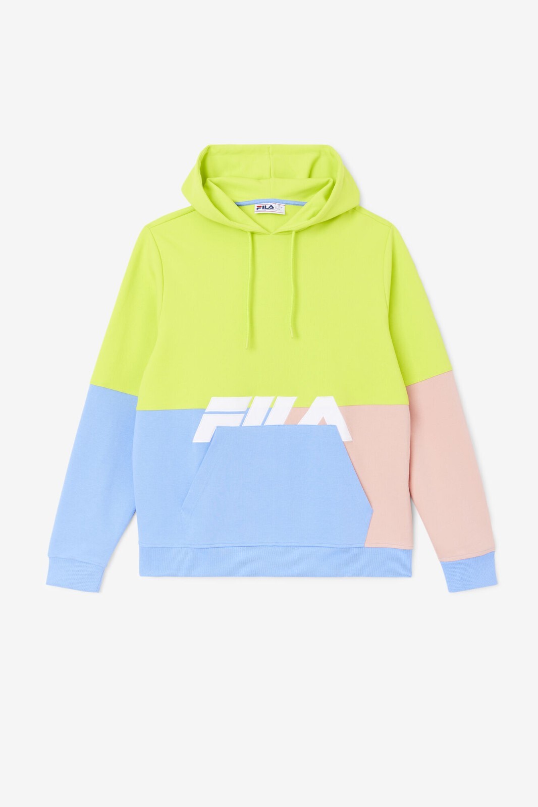 Felpa con cappuccio in pile Fila Sport Madu Colorblock verde rosa blu taglia media