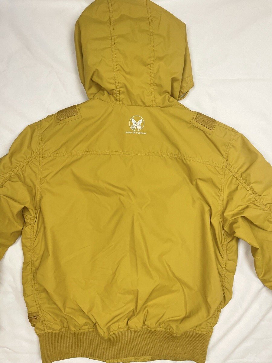 Alpha Industries Men's Yellow Mustard Hooded Full Zip Bomber
