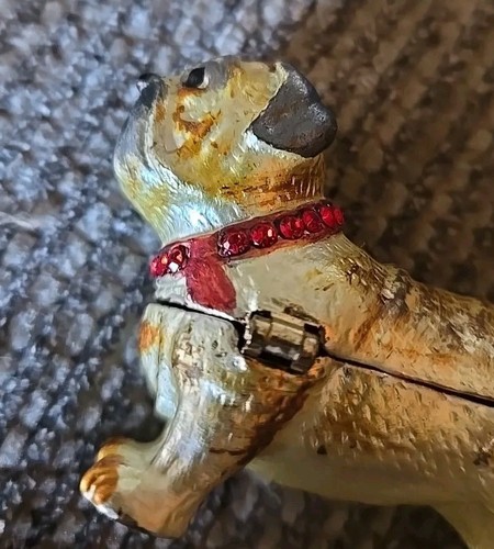 Scatola portagioie gioiello rosso cane carlino, smaltata, cloisonne? D - Foto 5 di 13