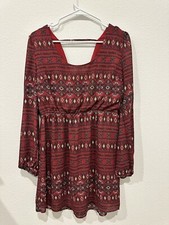 Umgee Boho Aztec Dress, Red, Medium
