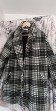 Ladies Grey Checked Coat Size L.