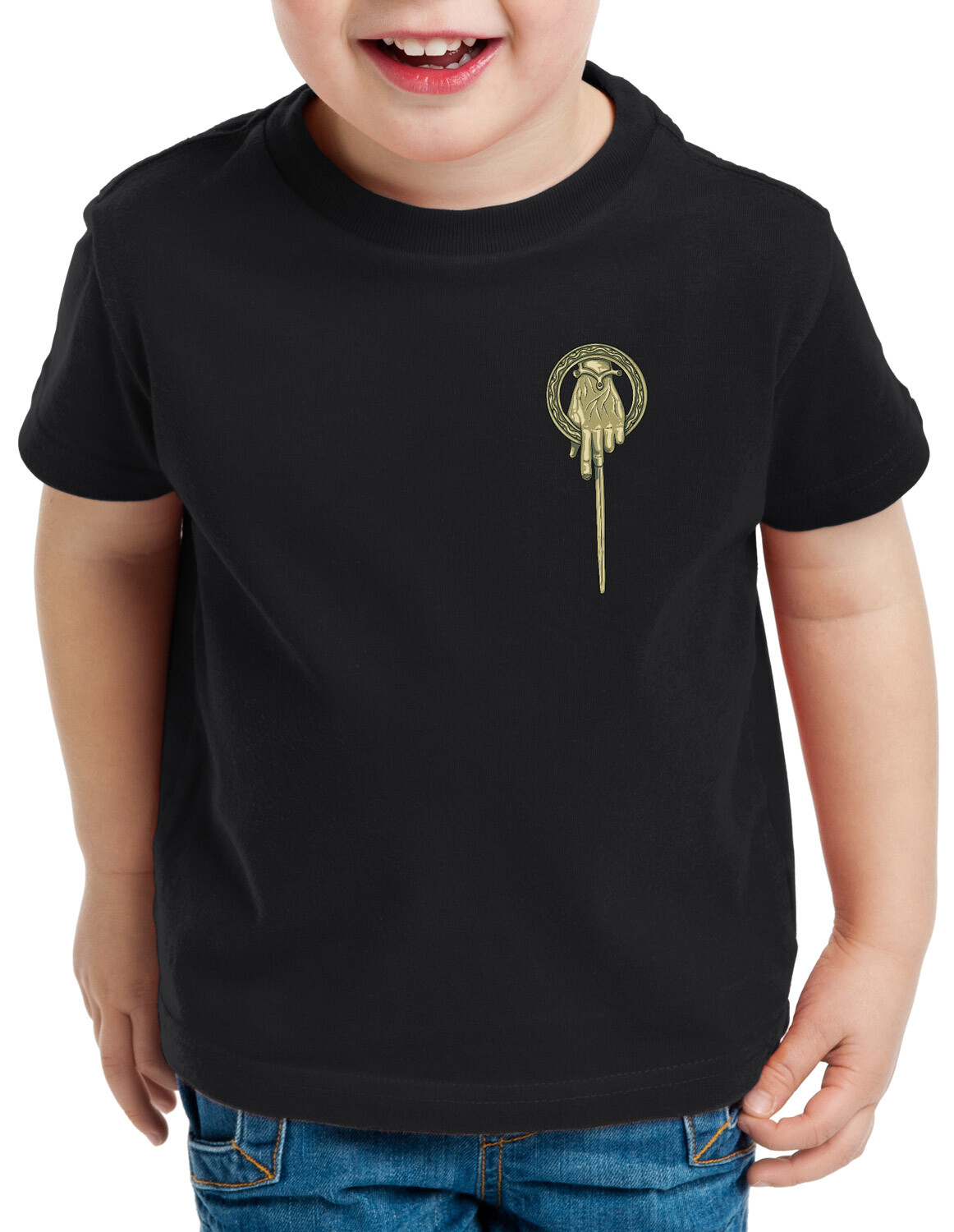 ALTRA T shirt bambino mano del re tyrion lannister baratheon spilla bocca del re