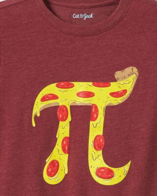 Cat Jax Boys Girls Pizza Pi Short Sleeve T-shirt XS 4/5 Pie Maroon