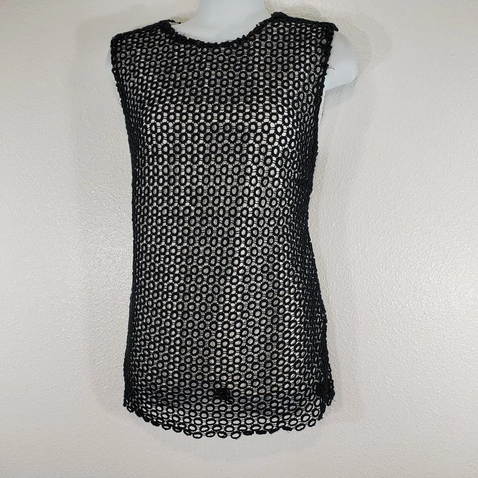 Pierre Balmain Womens Top Designer Crochet Lace Overlay Sleeveless Italy 28 - Image 4 of 4