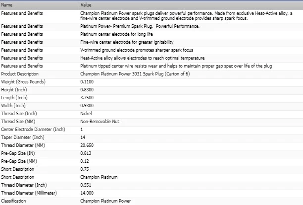 8 件装 Champion 白金火花塞套装适用于凯迪拉克 ELDORADO 1975 - 1976 V8-8.2L — 第 4/4 张图片