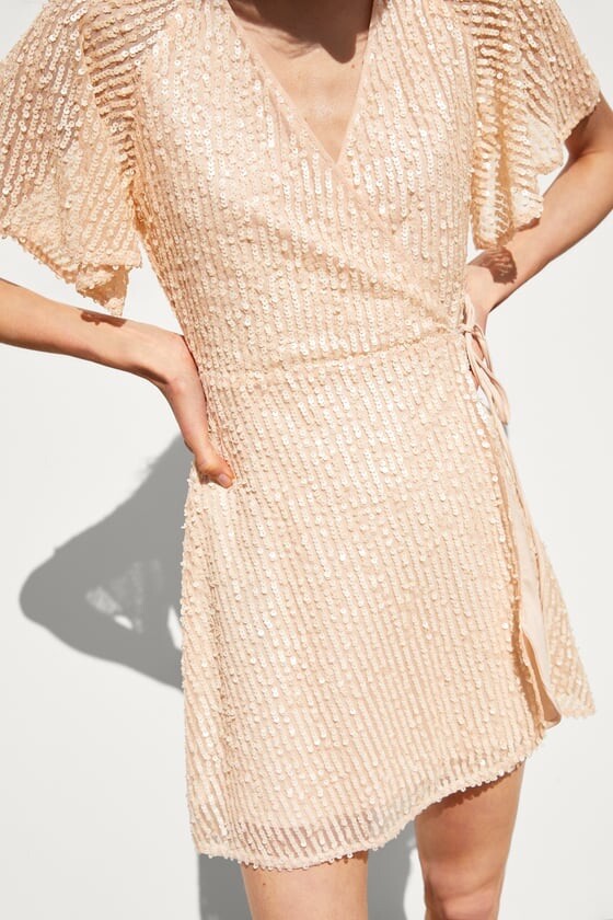 Robe Zara Limited Edition Perles & Franges - Taille S, Couleur Saumon, Jamais Portée
