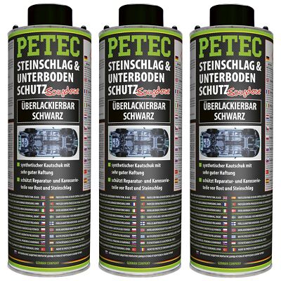 Petec 3x Stone Chip & Underbody Protection Rubber Paintable Black 1L