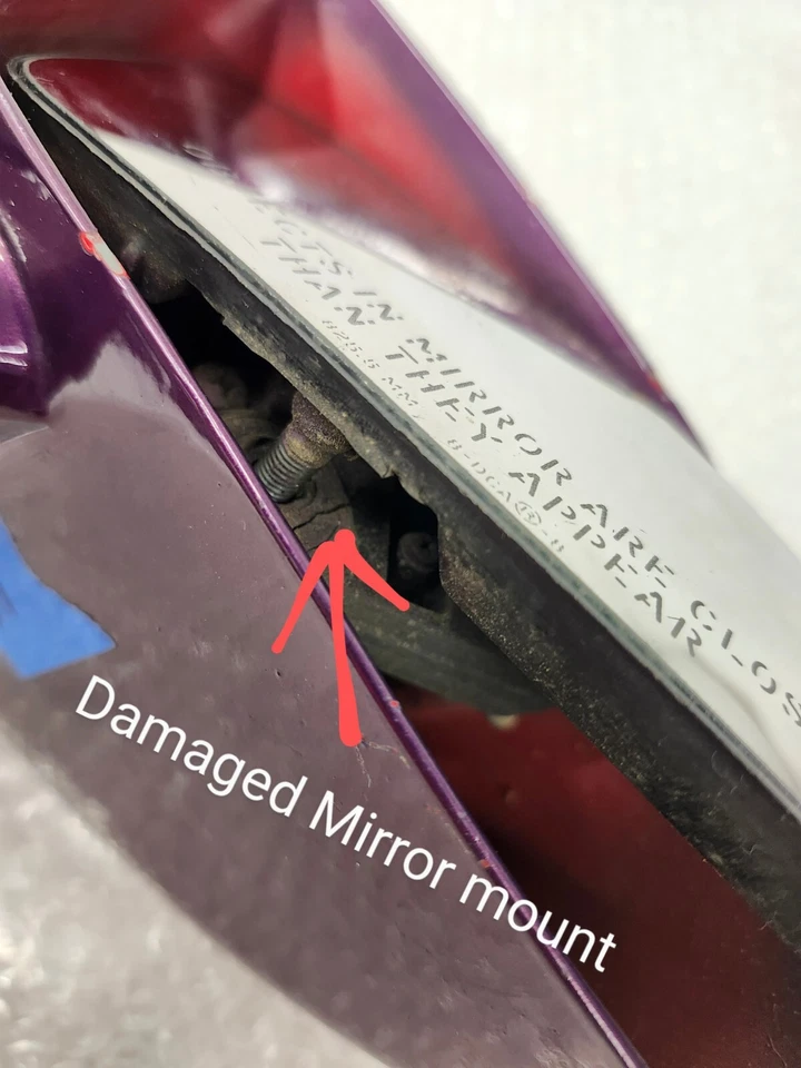 Espejo de puerta derecho Corvette 88-96 C4 vista lateral del pasajero púrpura OEM DEFECTOS DAÑOS Foto 2 de 4