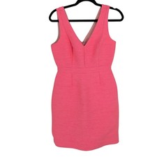 J crew Collection size 4 bodycon basket weave pink v neck dress sleeveless NWT