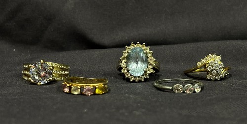 Vintage & Modern Random Ring Lot CZ, Quartz, Topaz, Etc. | eBay