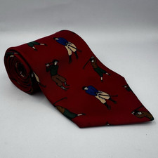 Bench Mark Golfers Silk Tie Red Novelty Golf USA Made Wide Vintage