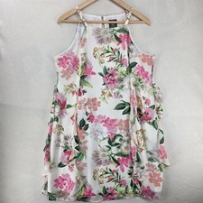 Vince Camuto Dress Womens 14 White Floral Chiffon Ruffle Shift Sundress