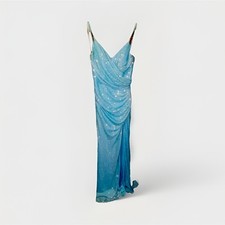 Alyce Paris Blue Sequin Formal Evening Gown Dress