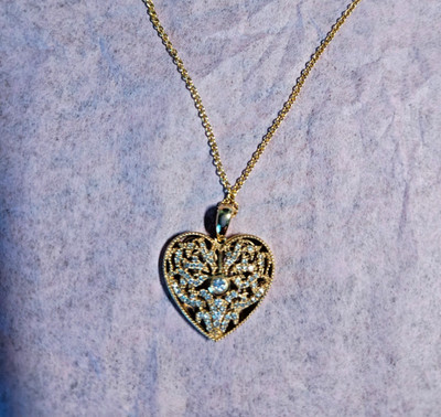 EFFY  Diamond Filigree Heart 18'' Pendant Necklace (1/4 ctt. t.w.) in 14k