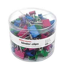 OFFICE DEPOT BINDER CLIP COMBO PACK, ASSORTED SIZES, ASSORTED COLORS,PACK OF 200